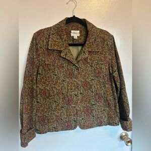 Christopher & Banks bohemian hippie paisley‎ Patterned corduroy stretch jacket